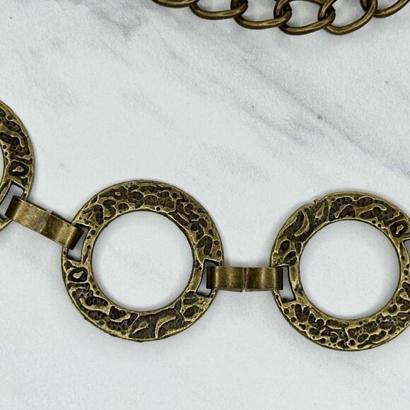 Animal Print Embossed Open Hoop Metal Chain Link Belt Y2K Boho ✨ - Picture 4 of 12